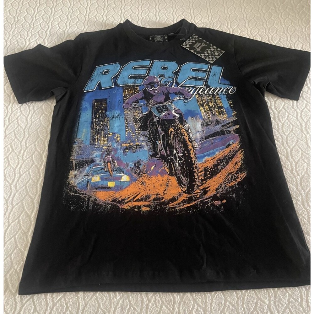REBEL VENGEANCE Graphic Tee Black Short-Sleeve Motocross Rider
